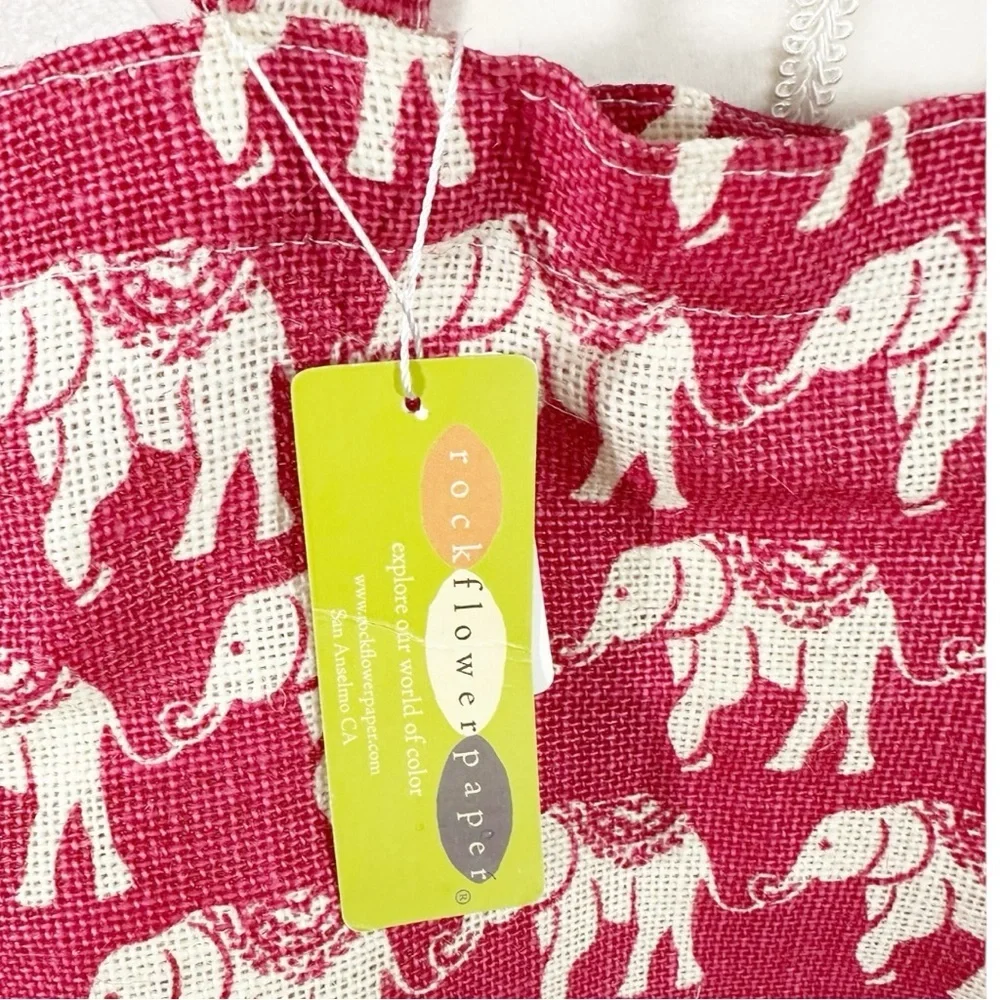 NWT- RockFlowerPaper Elephant Pink Jute Tote